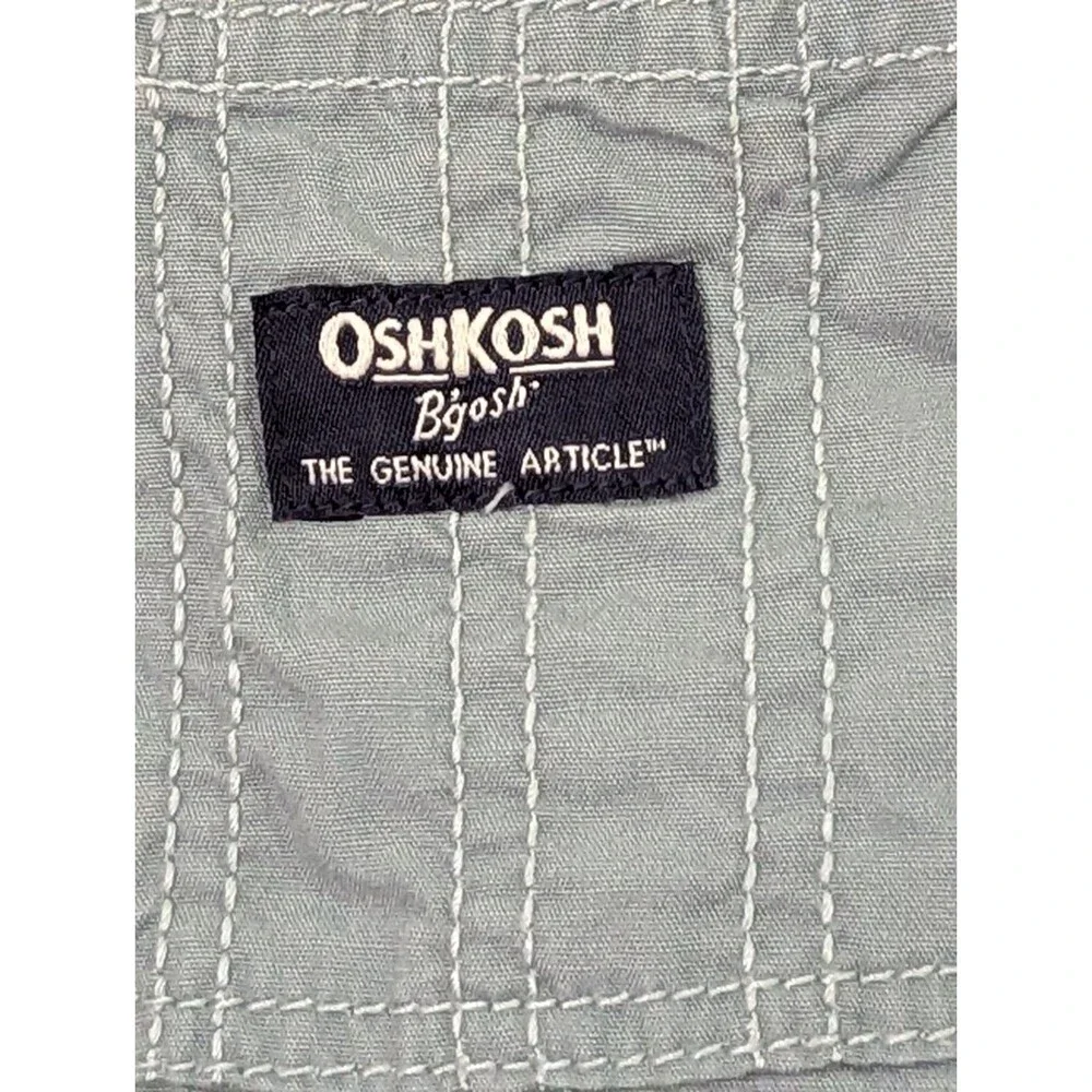 OshKosh Bgosh Vestbak Overall Bibs Greenish Gray 6 months Pockets Denim Cotton